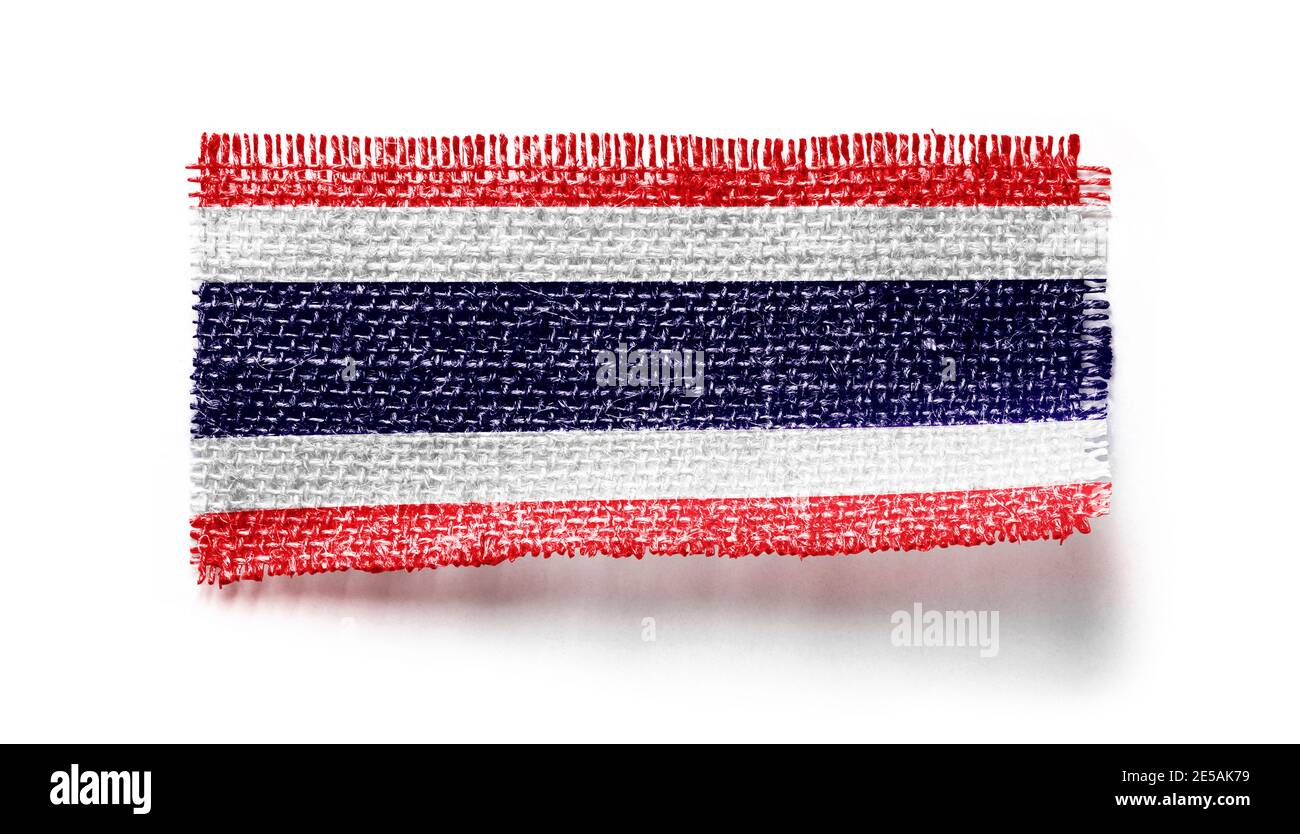 Thailand Flagge auf einem Stück Stoff auf einem weißen Hintergrund Stockfoto