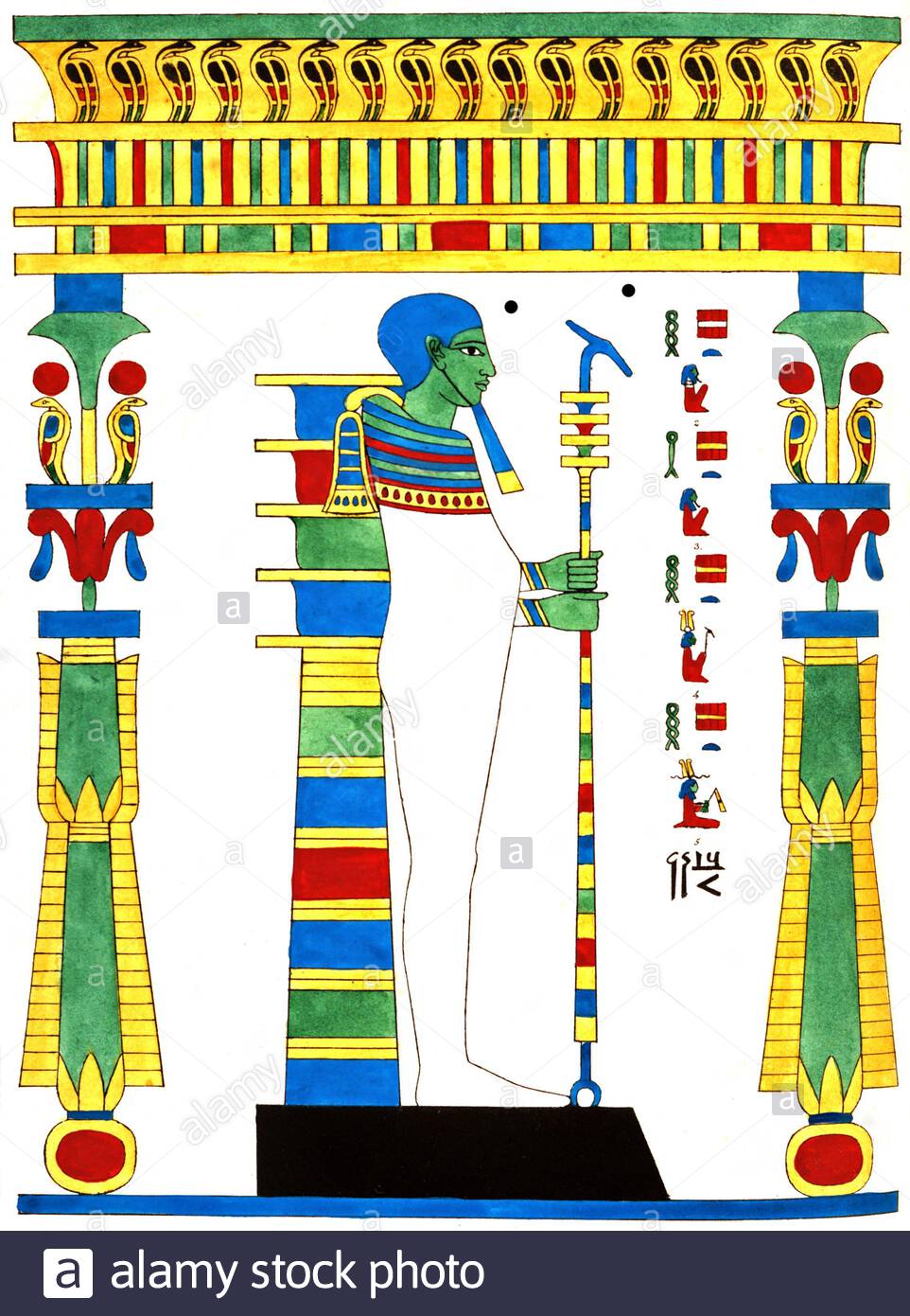 Altes Ägypten, Ptah, Vintage Illustration von 1823 Stockfoto