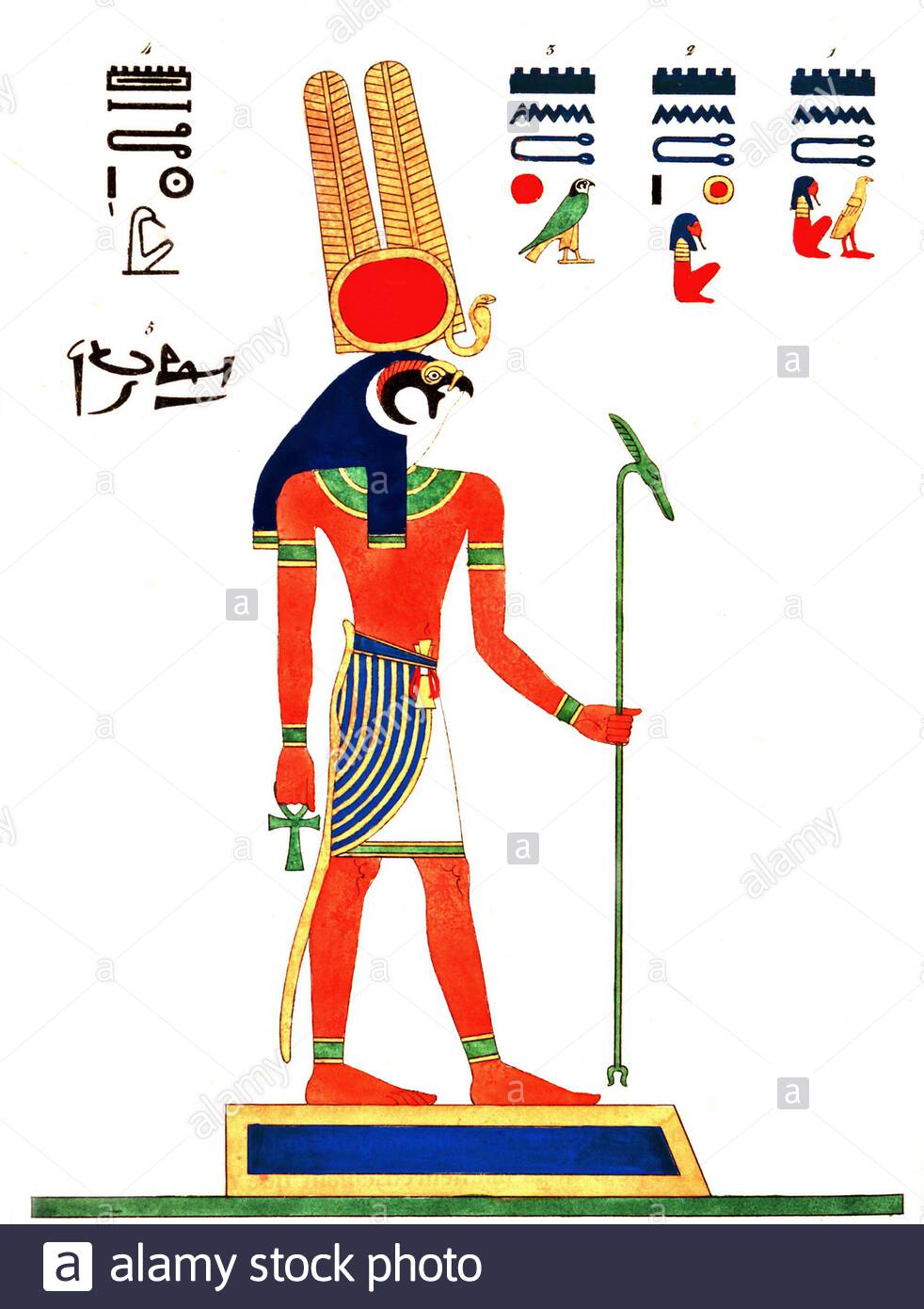 Altes Ägypten, Montu, Vintage Illustration von 1823 Stockfoto