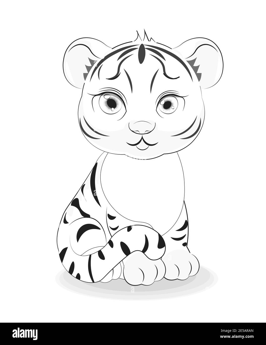 Malbuch niedlichen Baby Tiger Symbol 2022, 2034 neues Jahr, Bild in der Hand Zeichnung Cartoon-Stil, für T-Shirt tragen Mode Print-Design, Grußkarte Stock Vektor