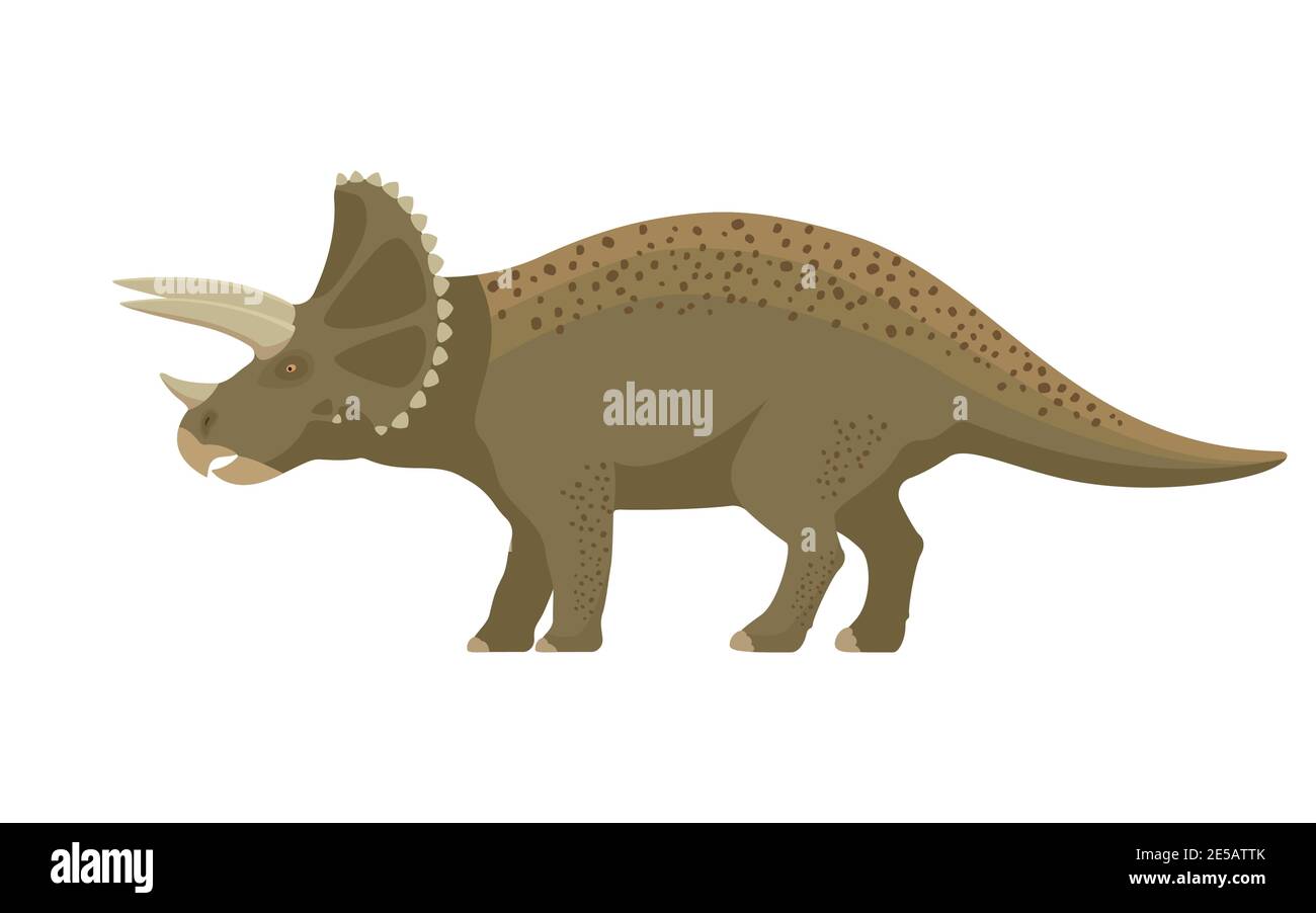 Triceratops Dinosaurier. Vektor-Illustration eines großen prähistorischen Dinosaurier Triceratops isoliert auf einem weißen Hintergrund. Stock Vektor