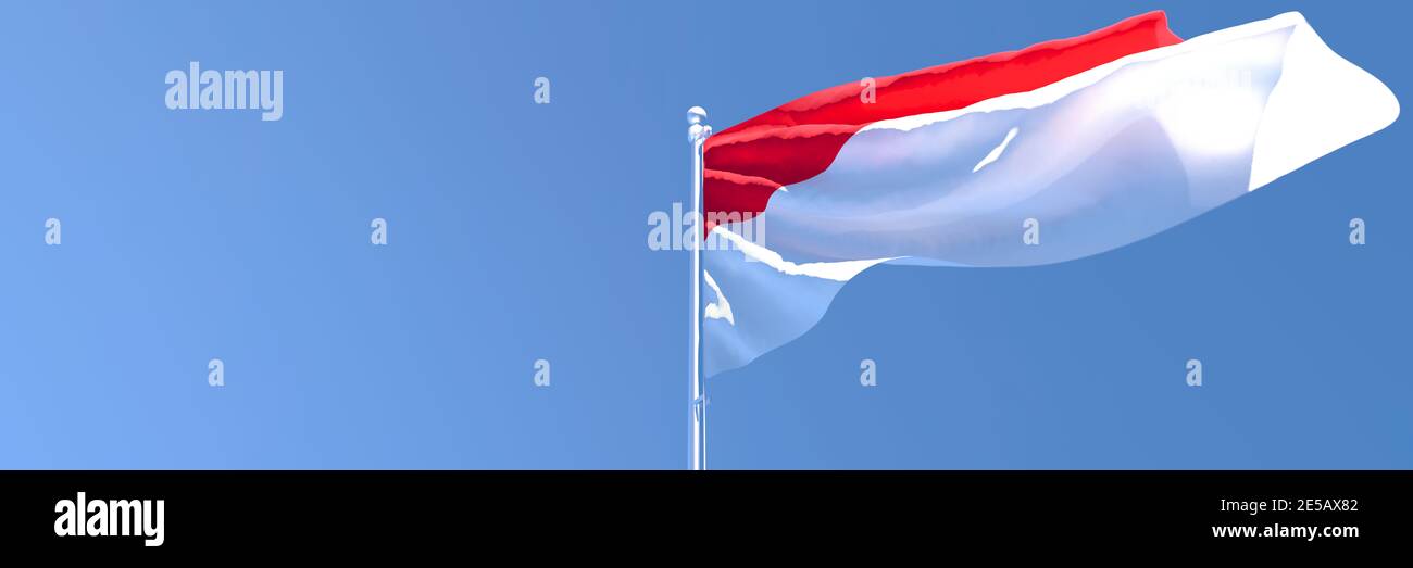 3D-Rendering der Nationalflagge Indonesiens, die im Wind winkt Stockfoto