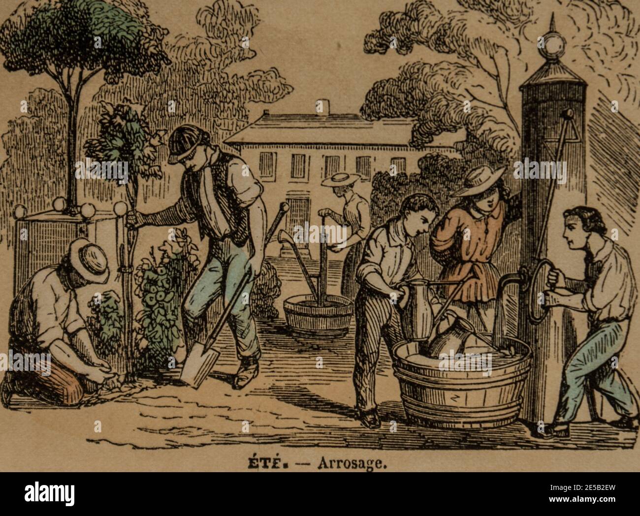 le jardinage, imagerie populaire pour l'Education des ecoliers,editeur ernest meyer 1900 Stockfoto
