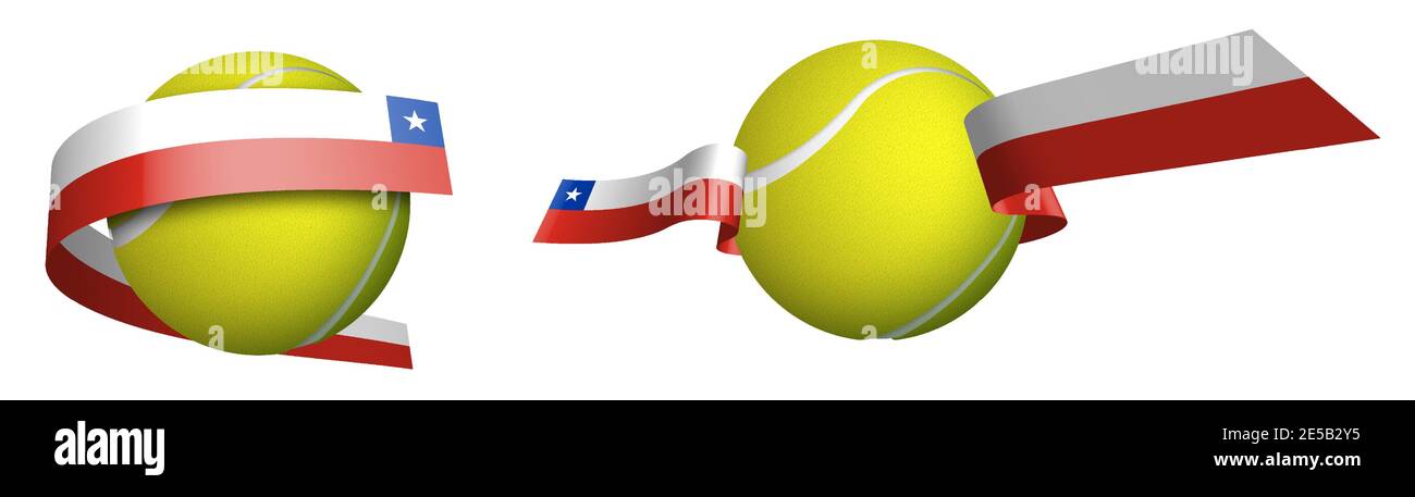 Sport Tennisball in Bändern mit Farben der chilenischen Flagge. Isolierter Vektor auf weißem Hintergrund Stock Vektor