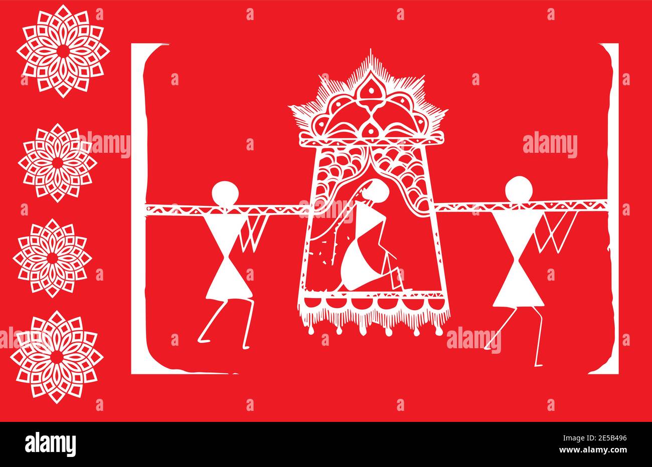 Vektor-Design des indischen Paares in der Hochzeit Satphera Zeremonie von Indien Stock Vektor