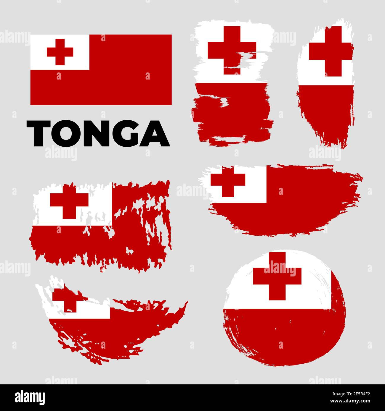 Unabhängigkeitstag des Landes Tonga. Abstrakte Flagge in Form von Pinsel Stock Vektor