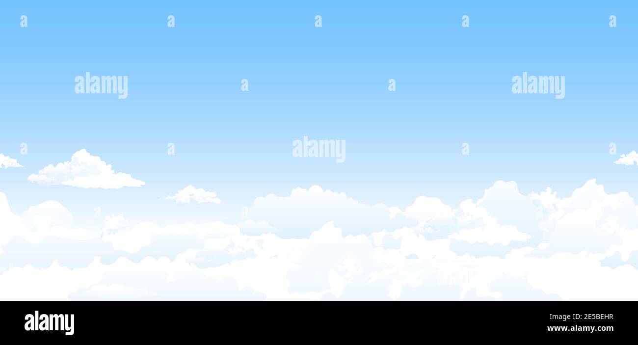 Himmlischer Hintergrund. Weiße Wolken am blauen Himmel. Abstrakter Hintergrund mit Wolken am blauen Himmel. Stock Vektor