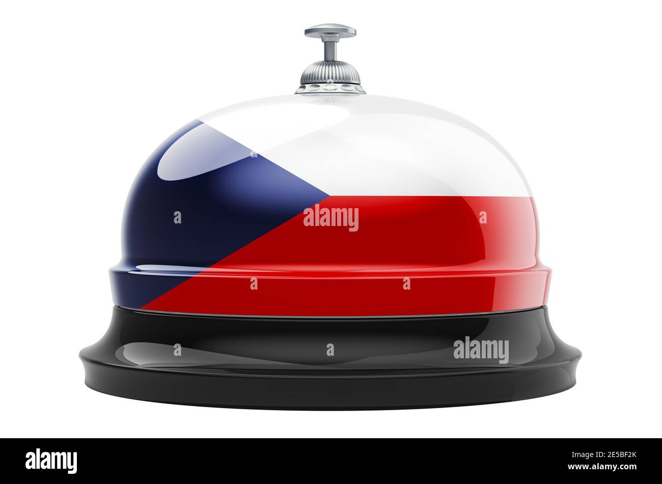 Empfangsglocke mit tschechischer Flagge, 3D-Rendering isoliert auf weißem Hintergrund Stockfoto