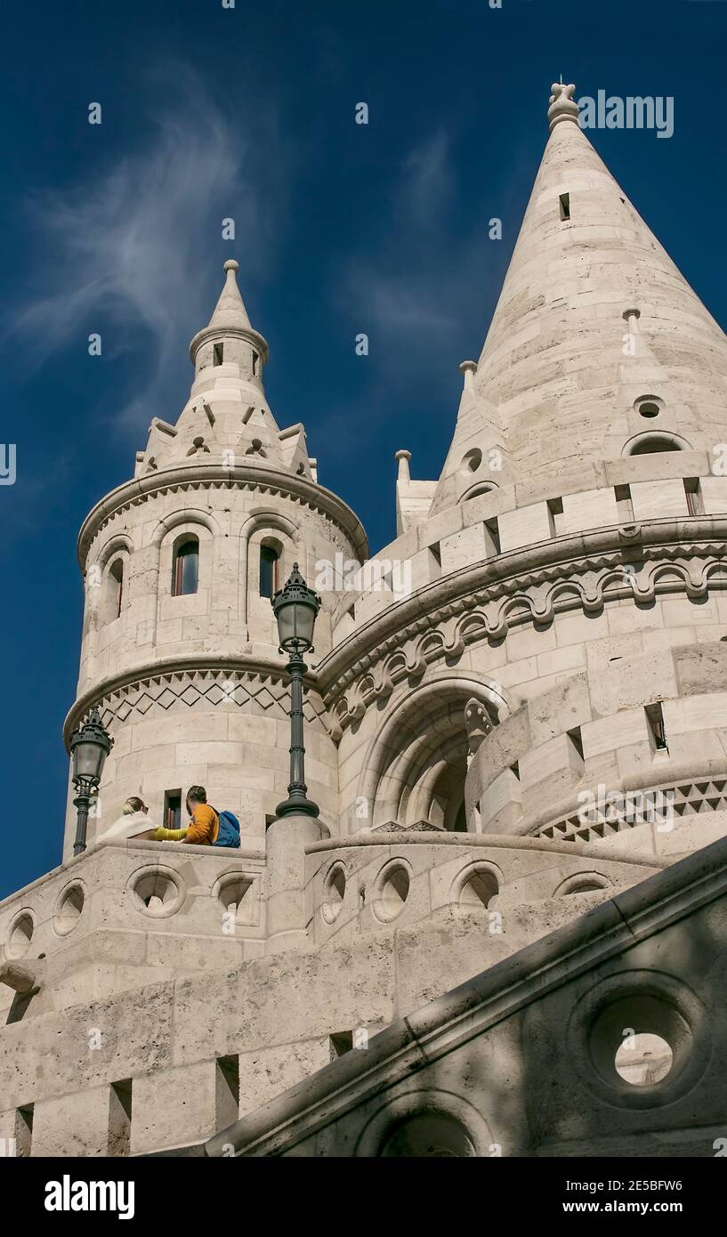 Fischerbastei, Burgviertel, Buda, Budapest, Ungarn Stockfoto