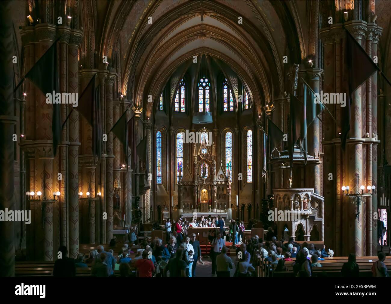 Innen Matthias Kirche, Burgviertel, Buda, Budapest, Ungarn Stockfoto