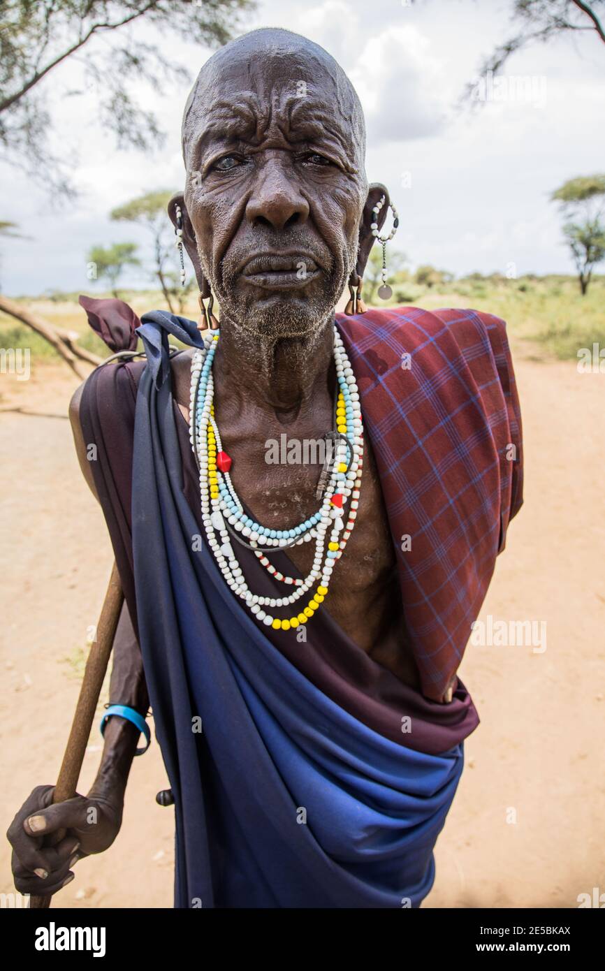 Massai Tribesman - Tansania, Afrika. Stockfoto