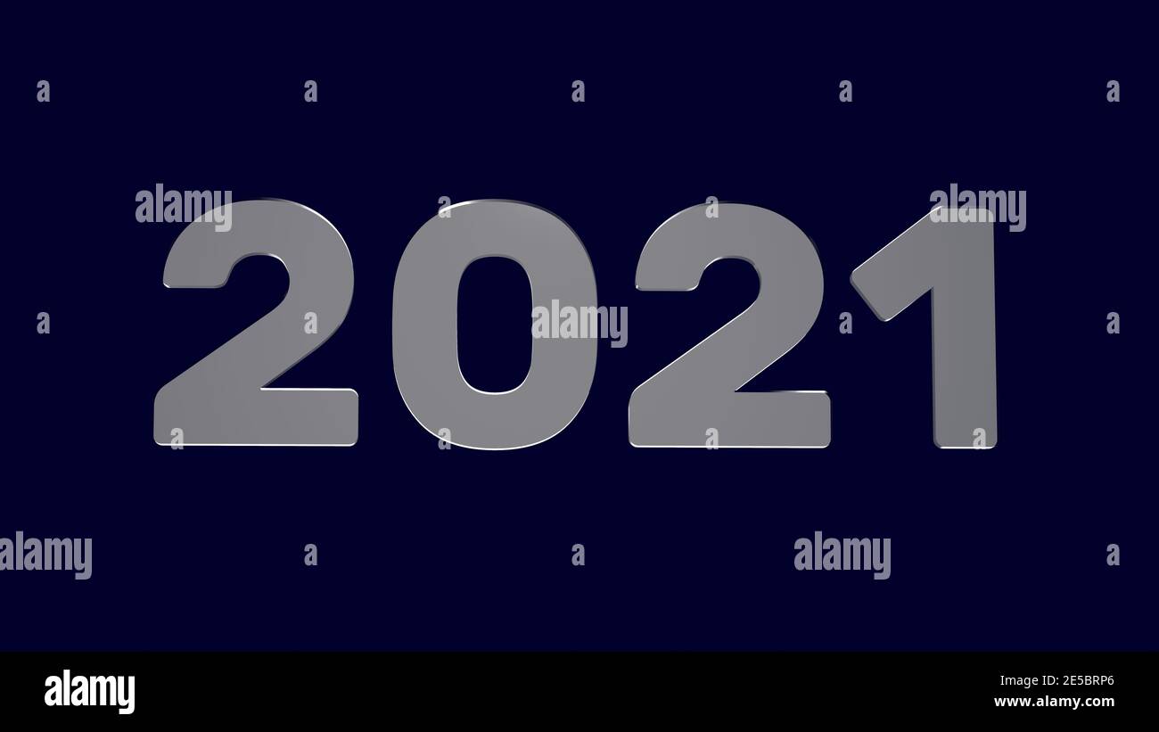 Frohes neues Jahr 2021 3d-Illustration, 3d-Rendering. Stockfoto