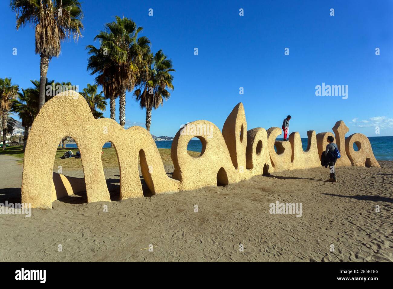Playa la Malagueta Malaga Spanien Stockfoto