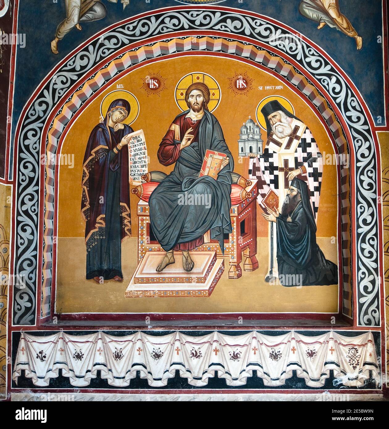 Fresko Glockenturm und Radu Voda Kloster, eine rumänische orthodoxe Kirche in Bukarest, Rumänien Stockfoto