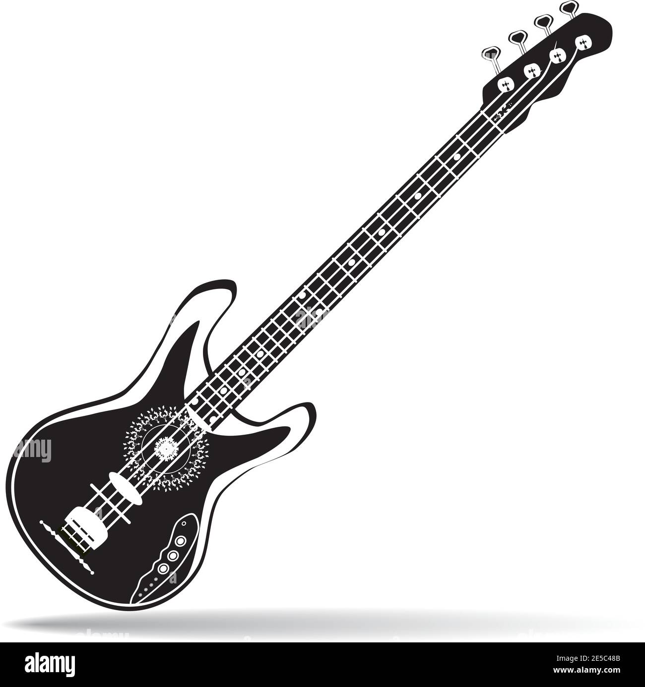 Vector schwarz-weiß Illustration von Bass-Gitarre Stock Vektor