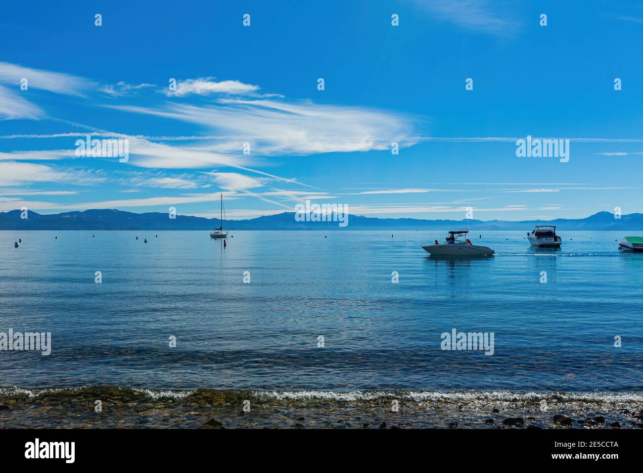 Nevada, Okt 13, 2014 - Sonnenansicht der Landschaft rund um den Sugar Pine Point Beach Stockfoto