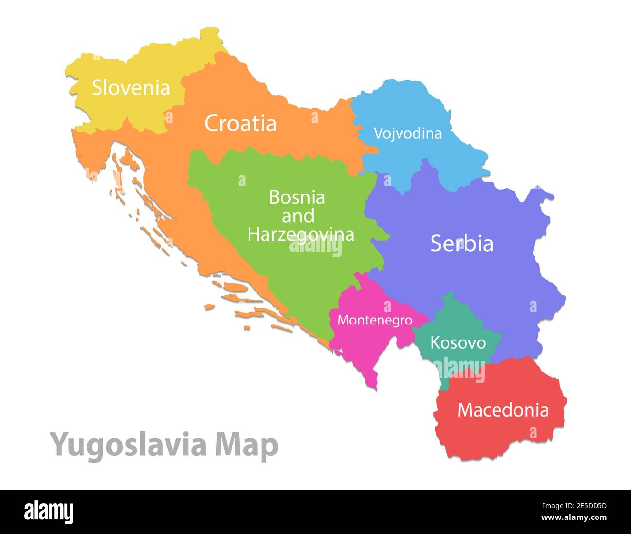 Jugoslawien Karte, administrative Teilung, separate einzelne Regionen ...