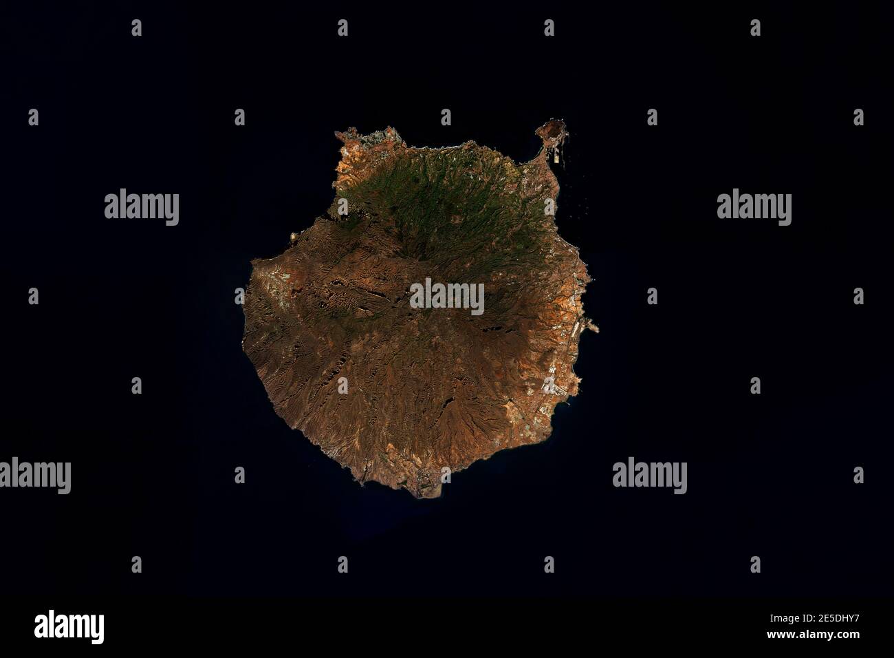 Hochauflösendes Satellitenbild von Gran Canaria, Kanarische Inseln, Spanien - enthält modifizierte Copernicus Sentinel-Daten (2020) Stockfoto