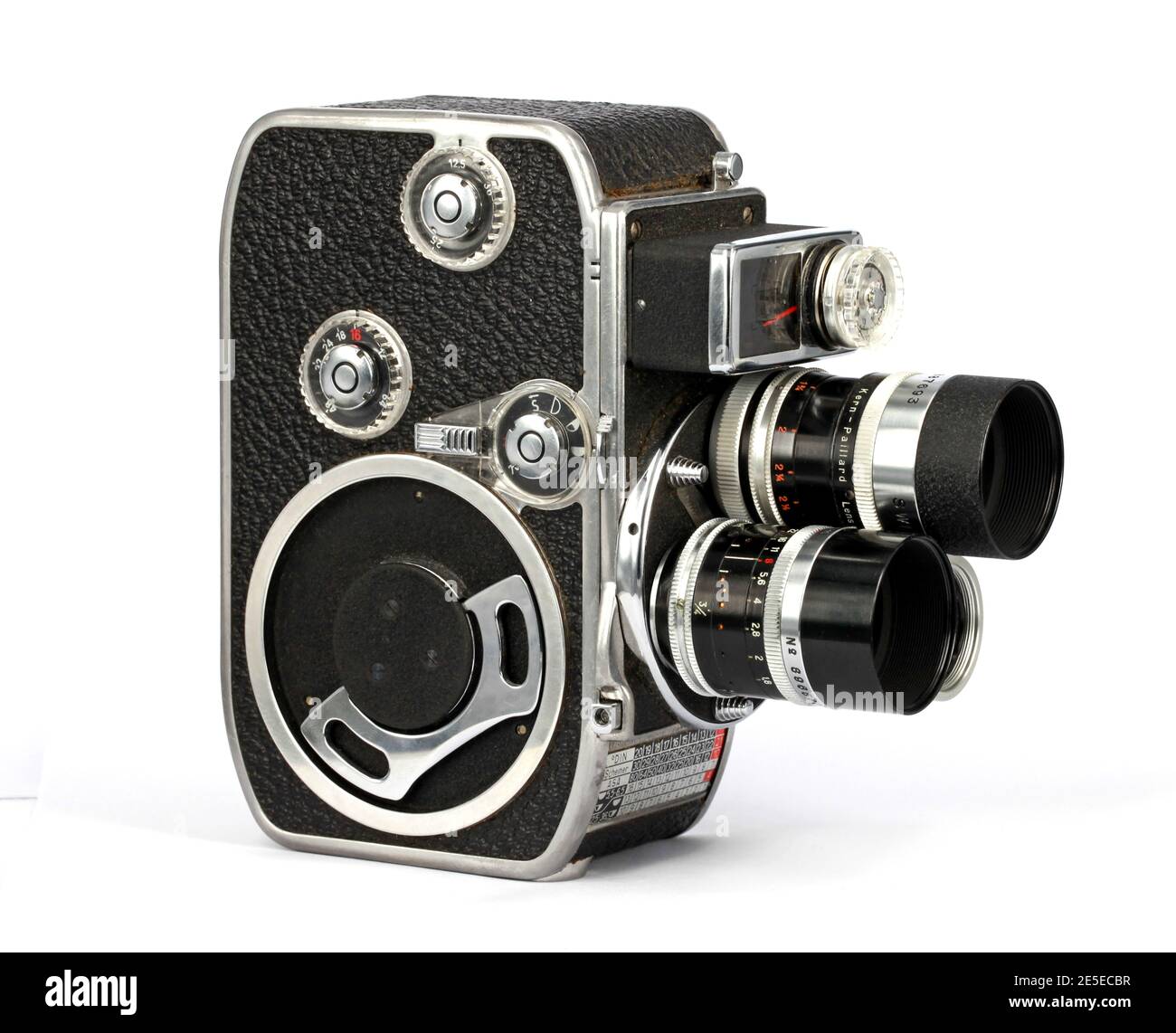 Eine klassische Schweizer Bolex Paillard D8L Double 8mm Cine Kamera aus dem Jahr 1958 mit drei Objektiven. Stockfoto