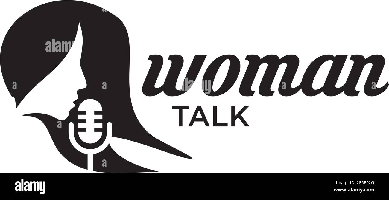 Frau Stimme oder Sänger Logo Design Vektor Vorlage Stock Vektor