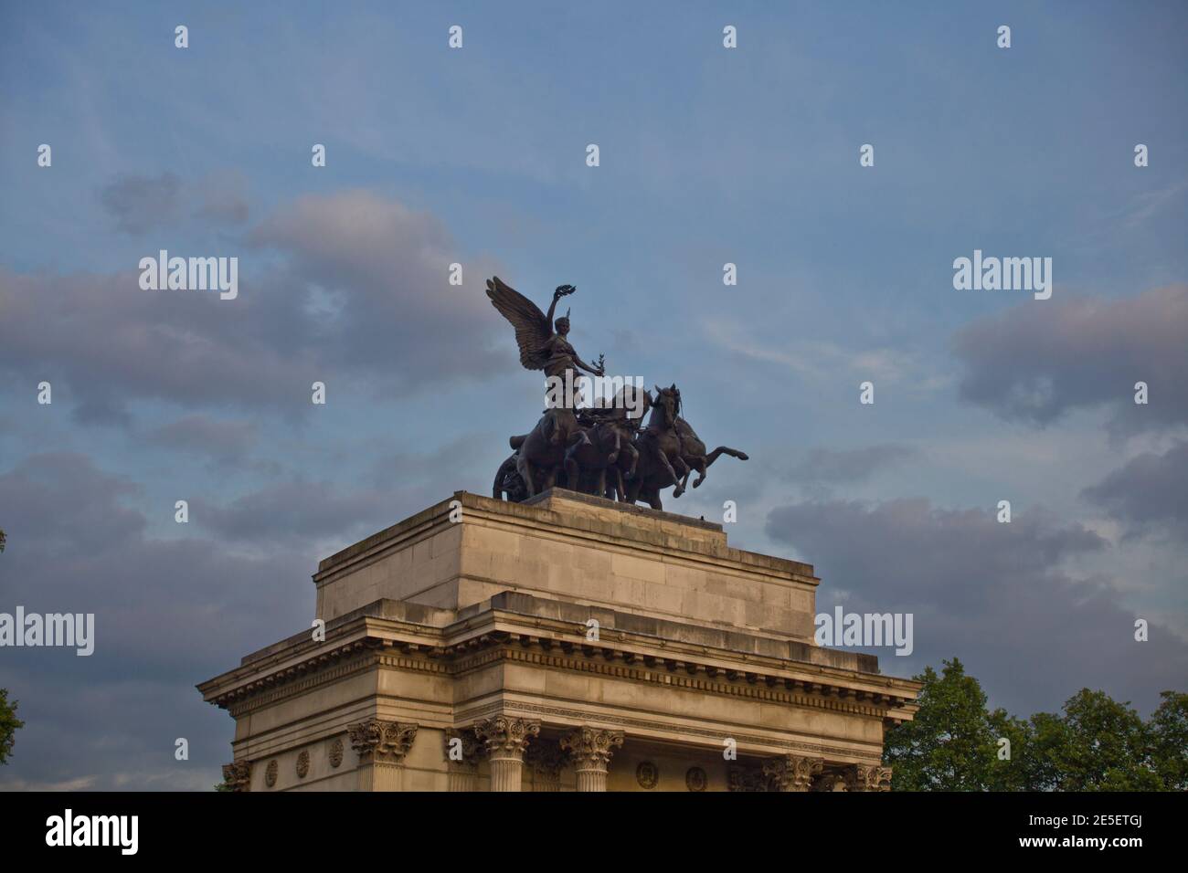 Architekturstatuen, Denkmäler, London, Wellington Arch, Hyde Park Corner, A4, in der Nähe des Buckingham Palace Stockfoto