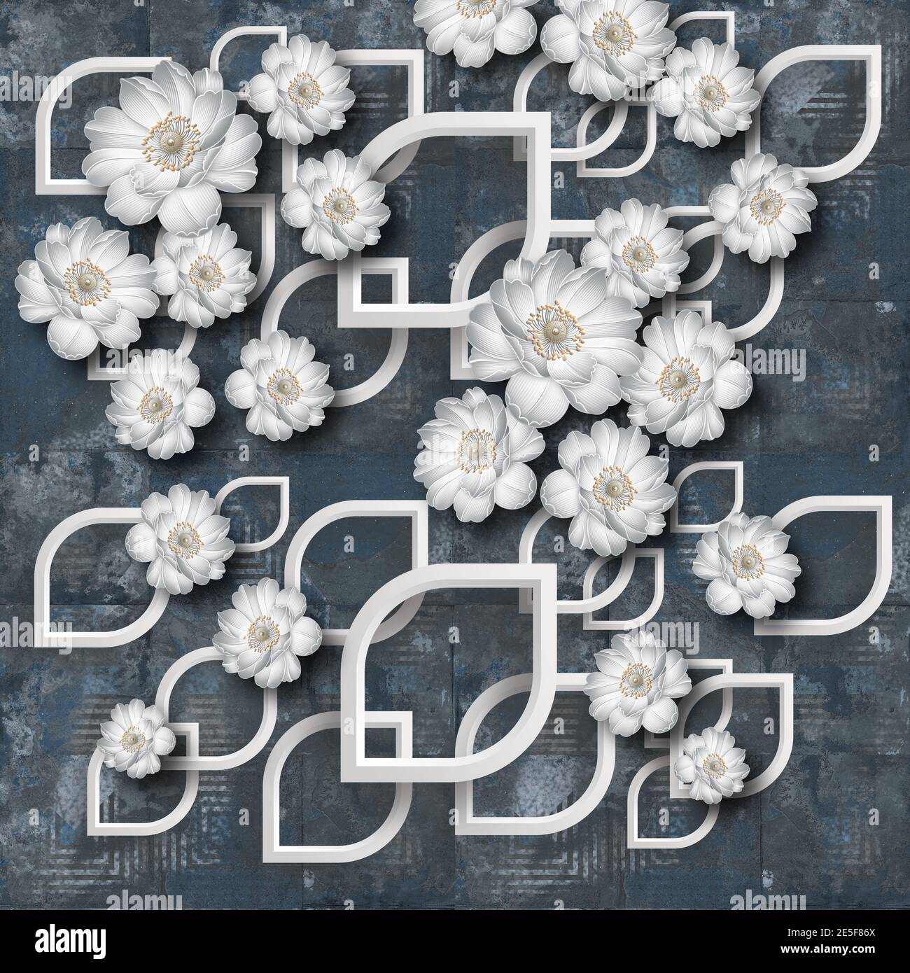 3D Fotomural Tapete Hintergrund, qualitativ hochwertige Rendering dekorative Wandbild Tapete Illustration, 3D Blume Wohnzimmer Tapete. Stockfoto 3D Fotomural Tapete Hintergrund, qualitativ hochwertige Rendering dekorative Wandbild Tapete Illustration, 3D Blume Wohnzimmer Tapete. Stockfoto