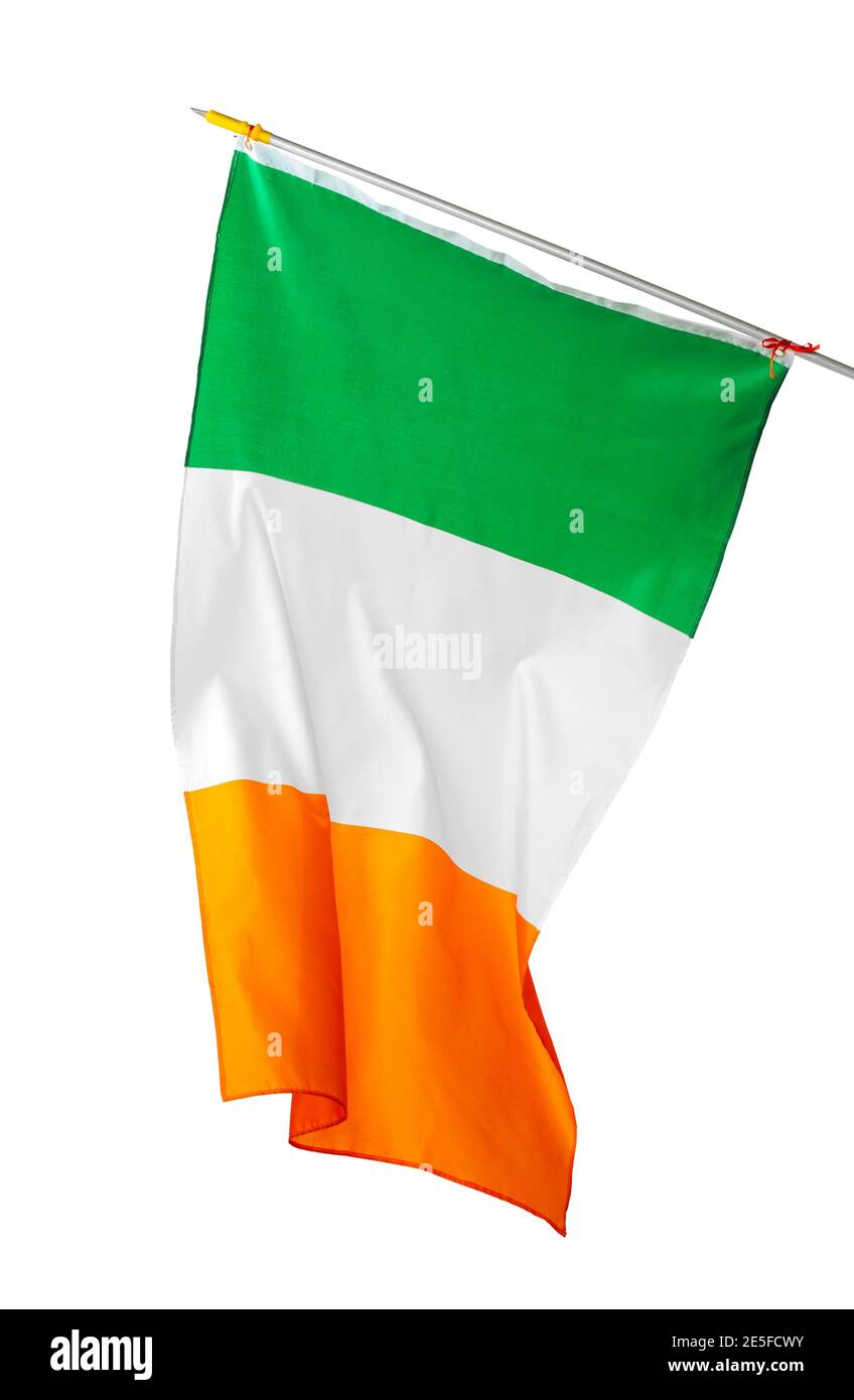 Nationalflagge von Irland isoliert auf weißem Hintergrund Stockfoto