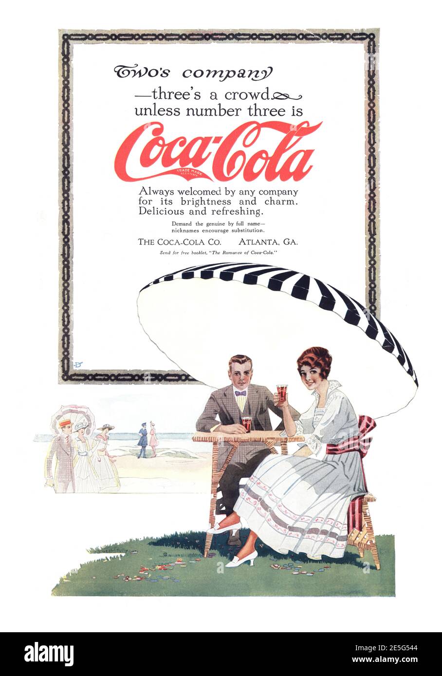 Coca-Cola's 'Two's Company' Vintage-Werbung vom Delineator Magazine, August 1916 Stockfoto