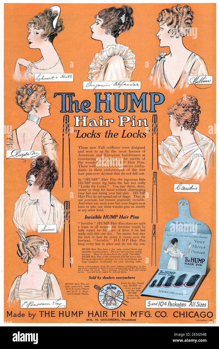 Hump's hairpins Vintage Werbung vom Delineator Magazine, August 1916 Stockfoto