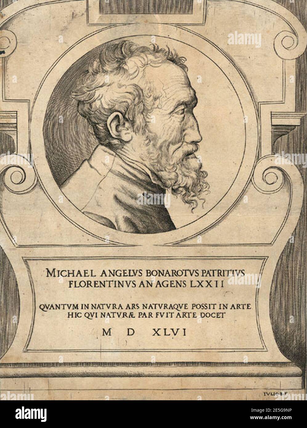 Michelangelo von Giulio Bonasone. Stockfoto
