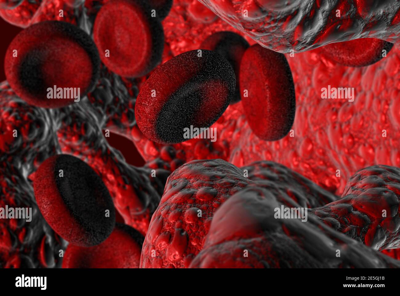 In einer Vene schwimmende Blutzellen 3d Render Stockfoto