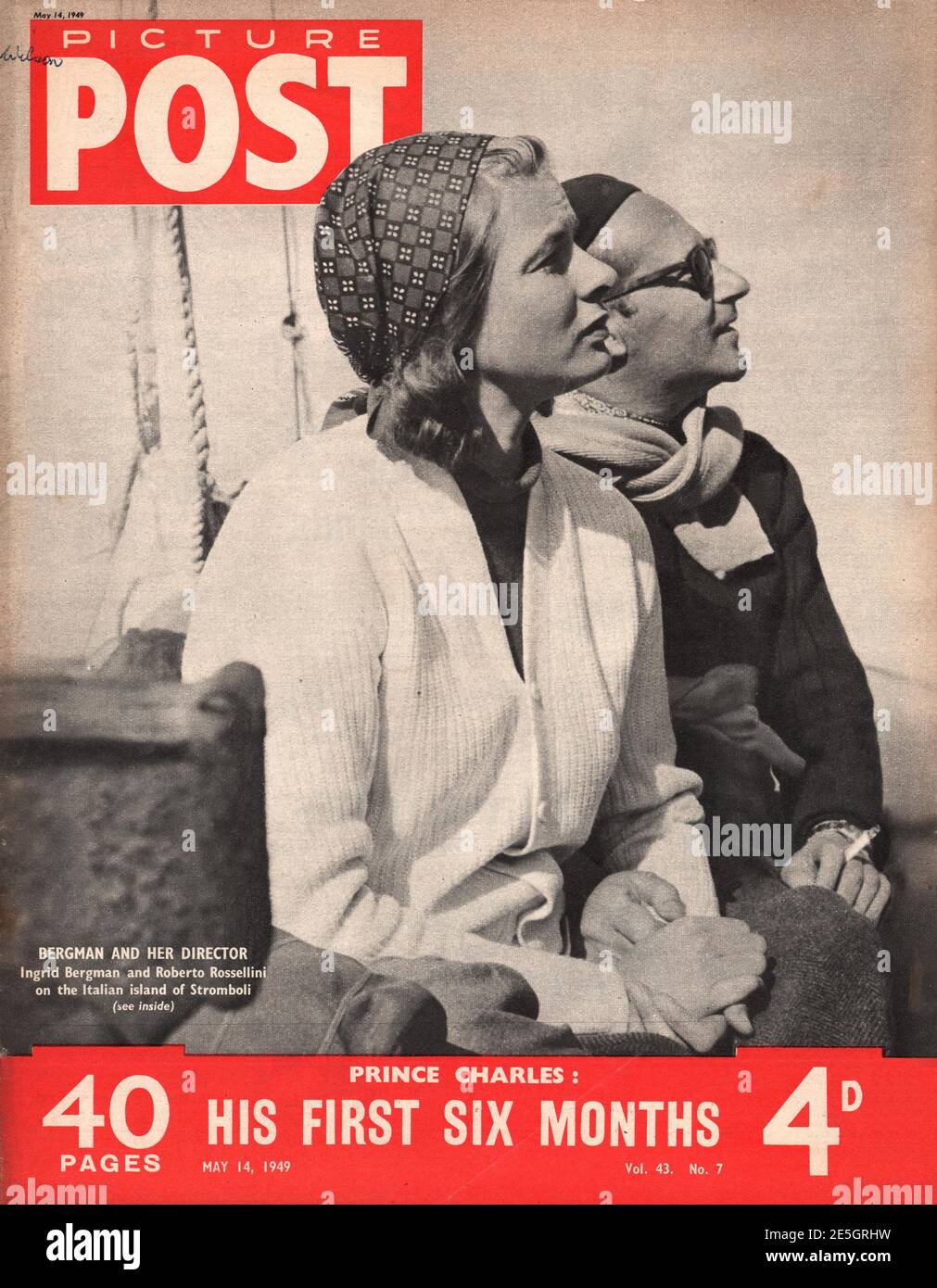 1949 Bild Posteinband Roberto Rossellini und Ingrid Bergman Stockfoto