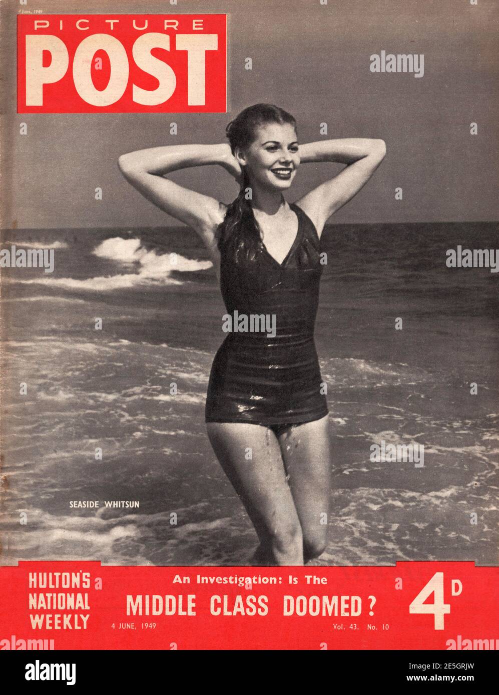 1949 Picture Post Frontcover Frau im Badeanzug Stockfoto