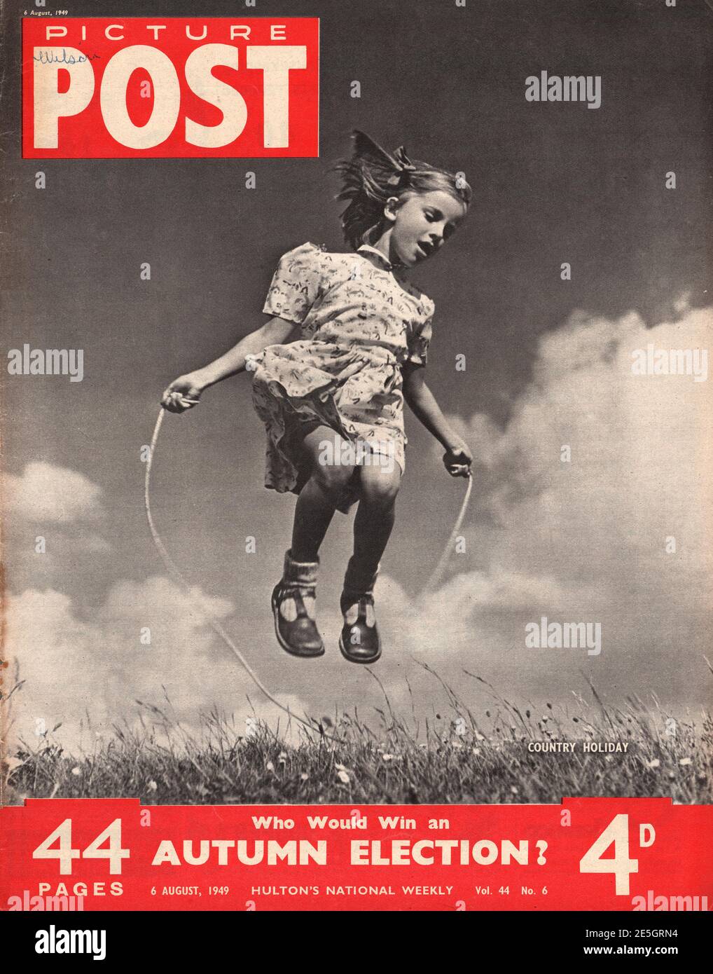 1949 Picture Post Frontabdeckung Mädchen springen Stockfoto