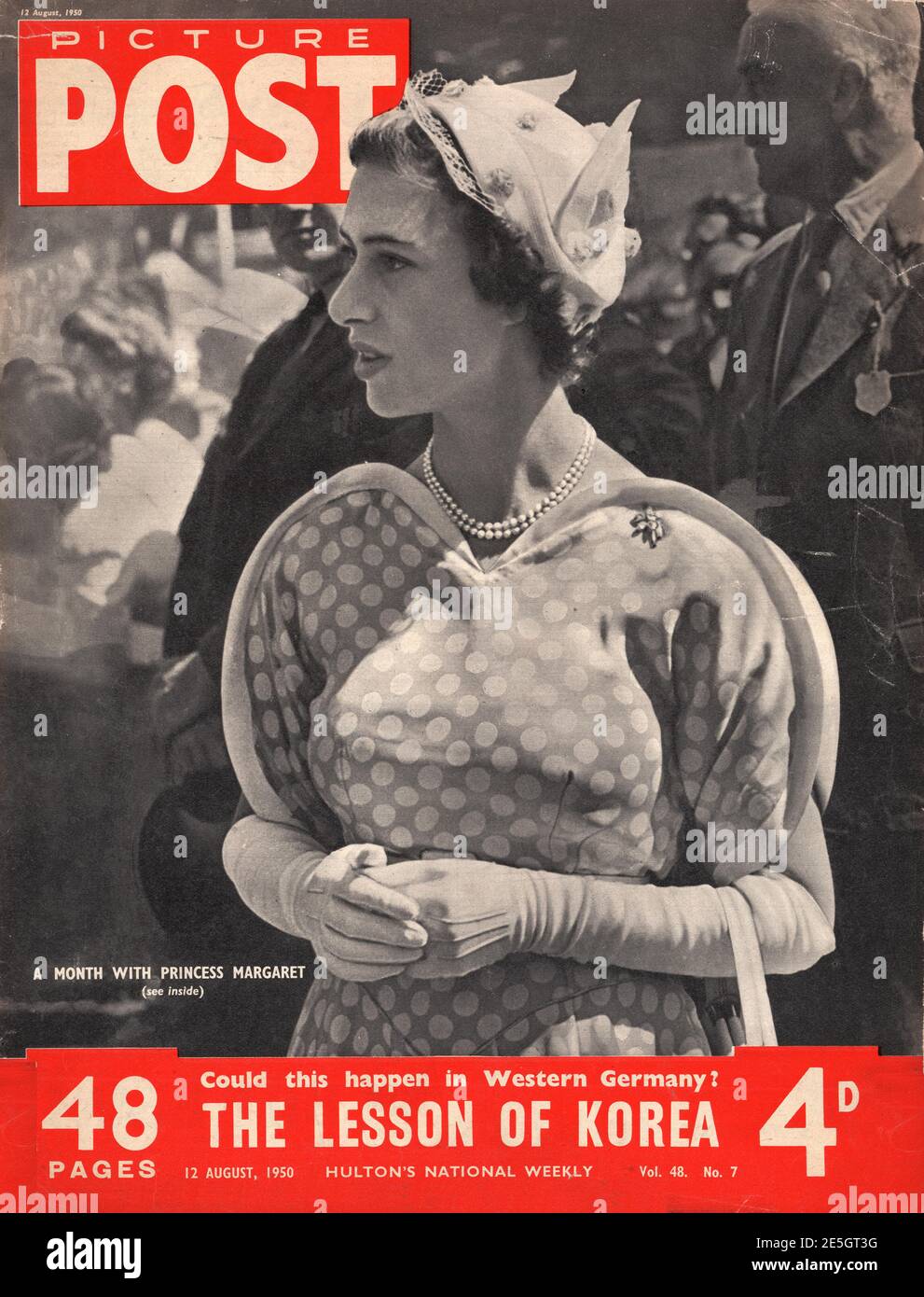 1950 Bilderpost Titelseite Prinzessin Margaret im Königlichen Norfolk Show Stockfoto