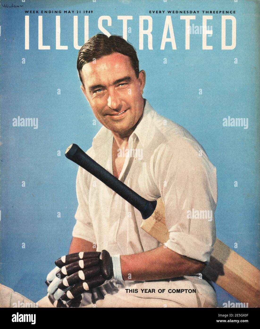 1949 Illustriertes Magazin Cricketer Denis Compton Stockfoto