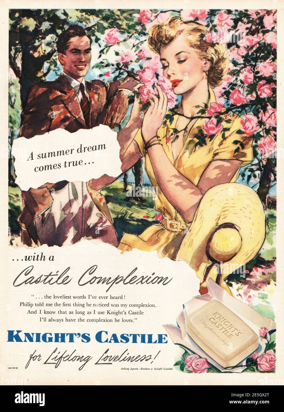 1950 Werbung des britischen Magazins Knight's Kastilien Seife Stockfoto