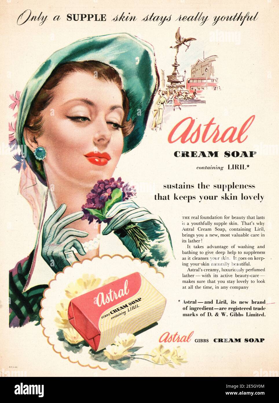 1950 UK Magazine Werbung Astral Cream Soap Stockfoto