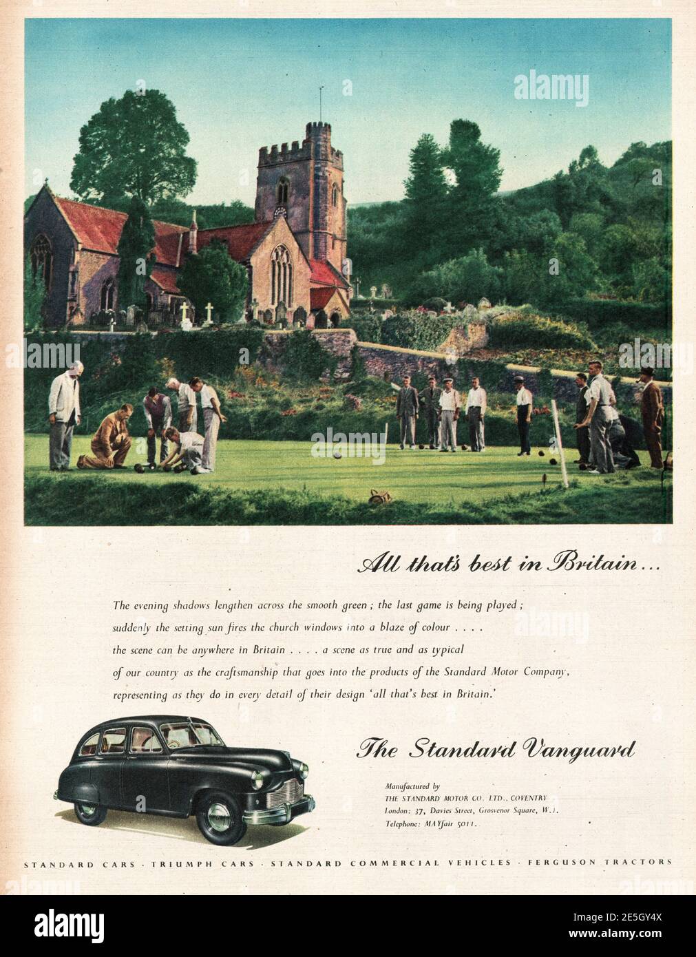1950 Werbung des britischen Magazins Standard Vanguard Stockfoto