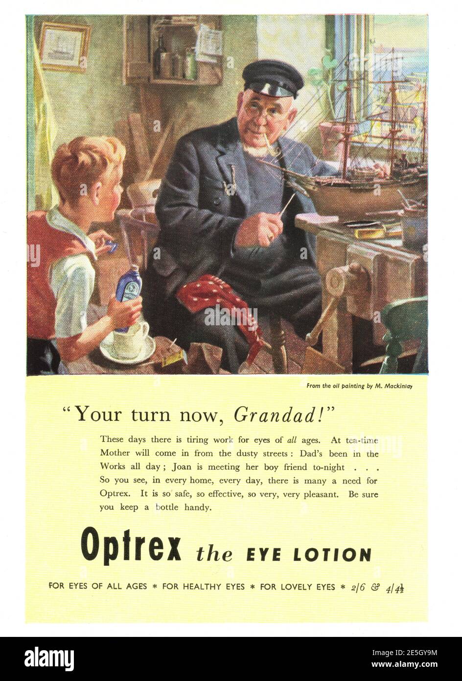1950 UK-Werbung Optrex Eye Lotion Stockfoto