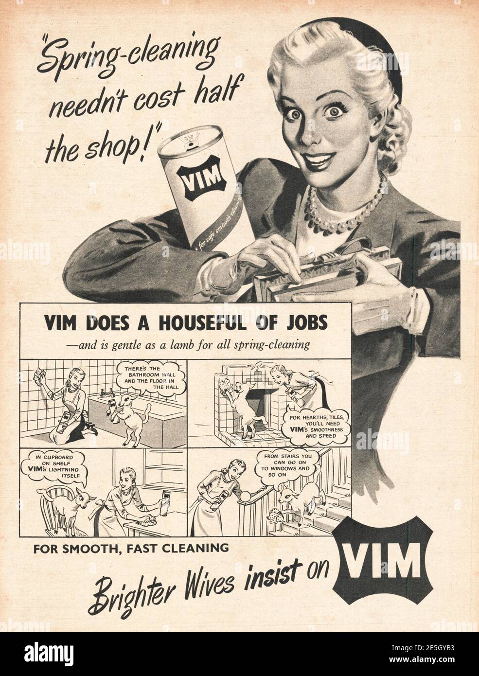 1950 UK-Werbung Vim Cleaning Powder Stockfoto