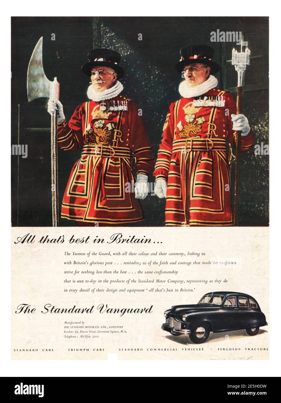 1950 US Magazine Standard Vanguard Werbung Stockfoto