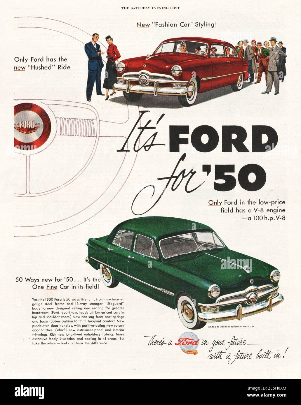 1950 US Magazine Ford Car Company Anzeige Stockfoto
