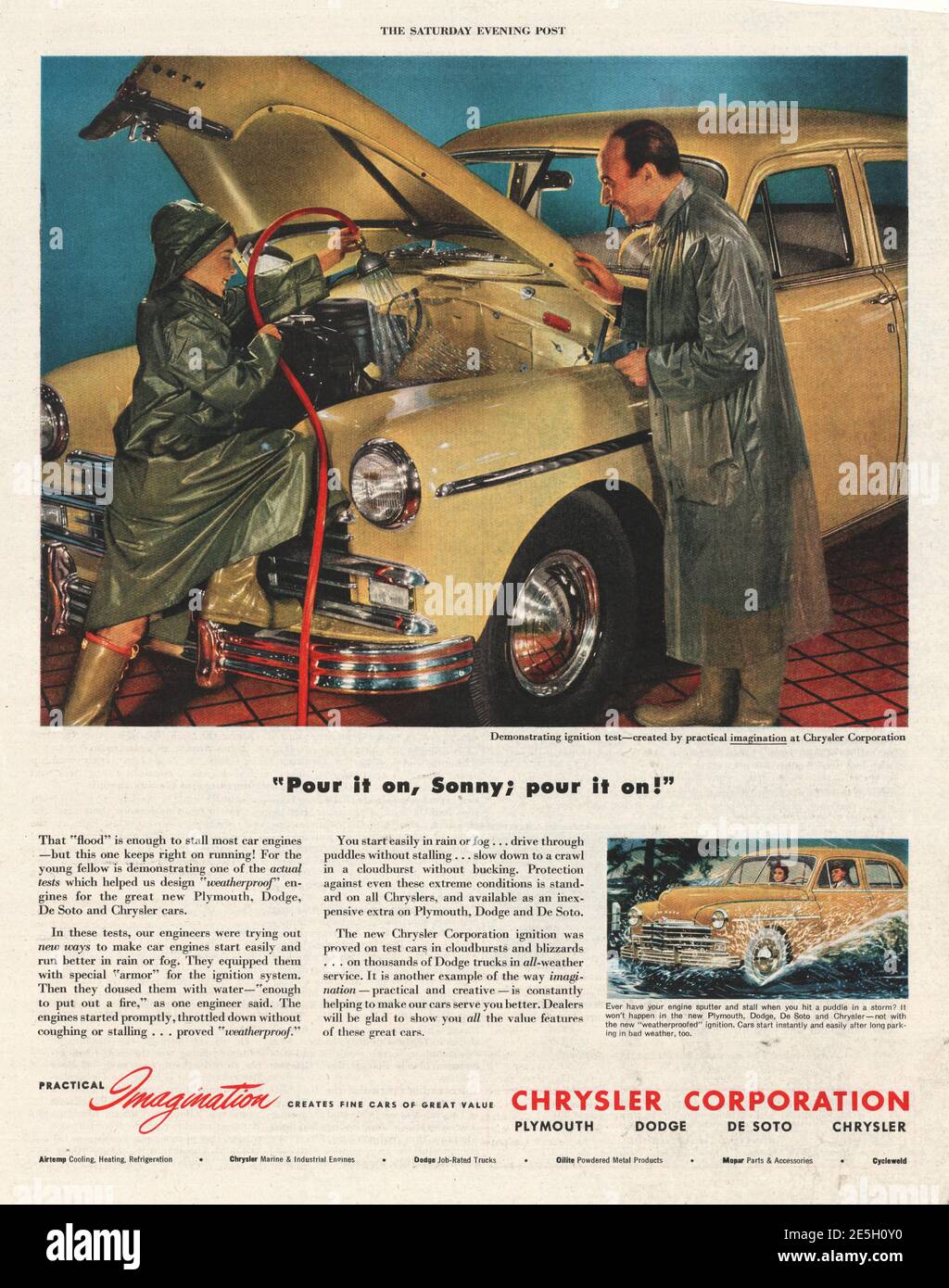 1950 US Magazine Chrysler Corporation Anzeige Stockfoto