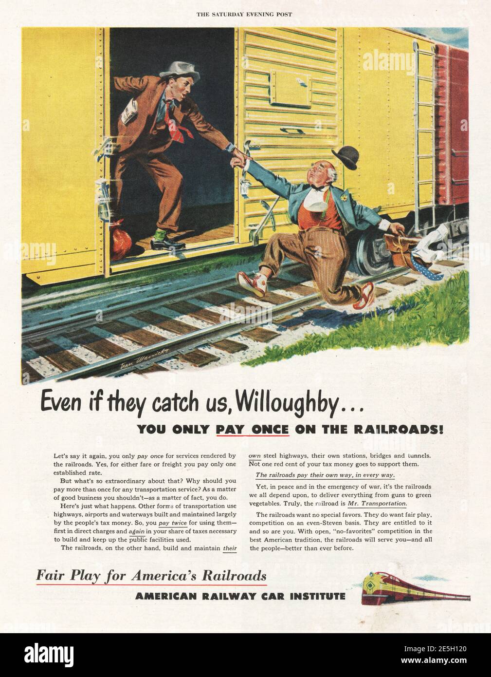 1950 US Magazine American Railroads Anzeige Stockfoto