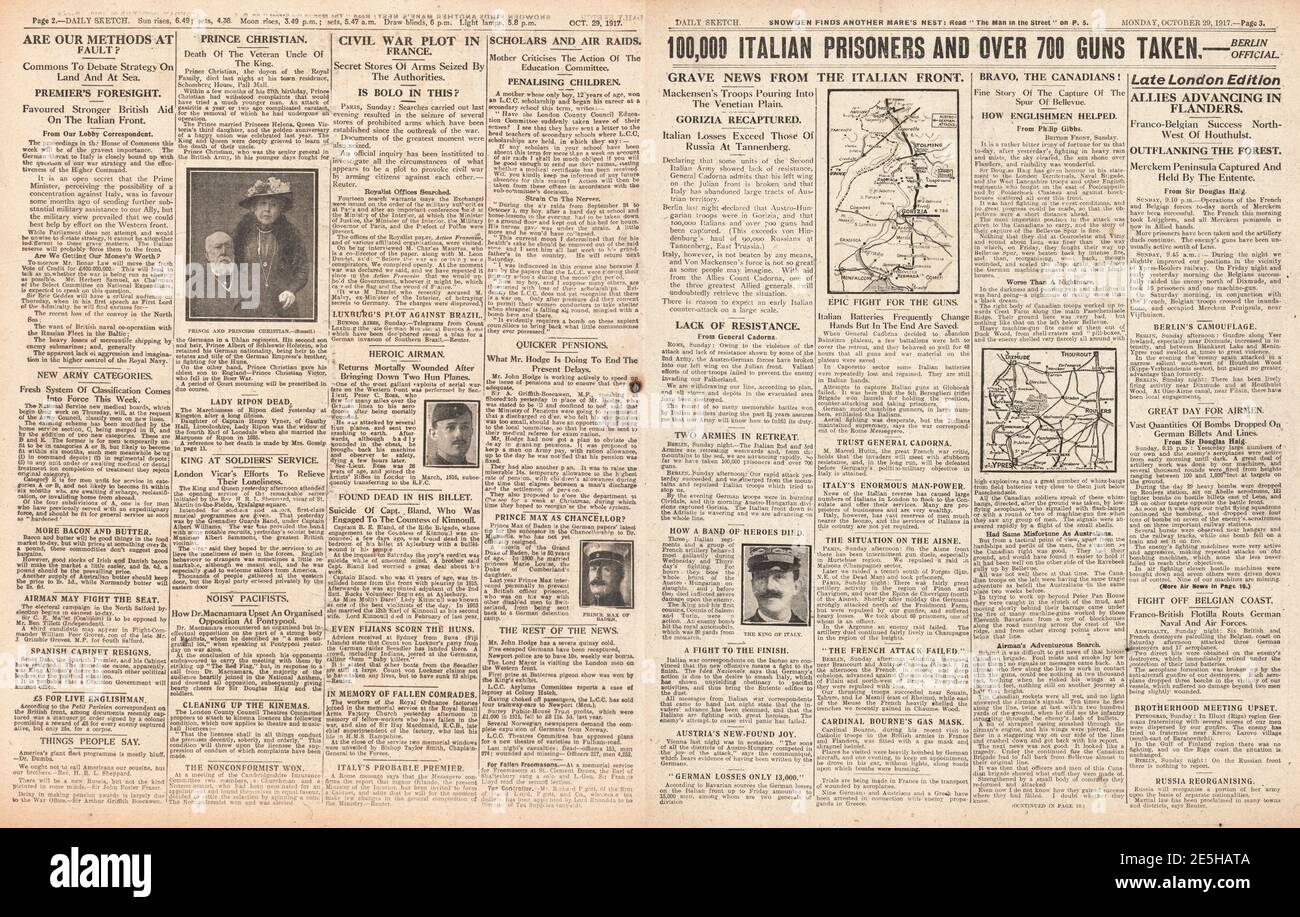 1917 Daily Sketch Die Österreichisch-Ungarische Armee Erfasst Gorizia Stockfoto