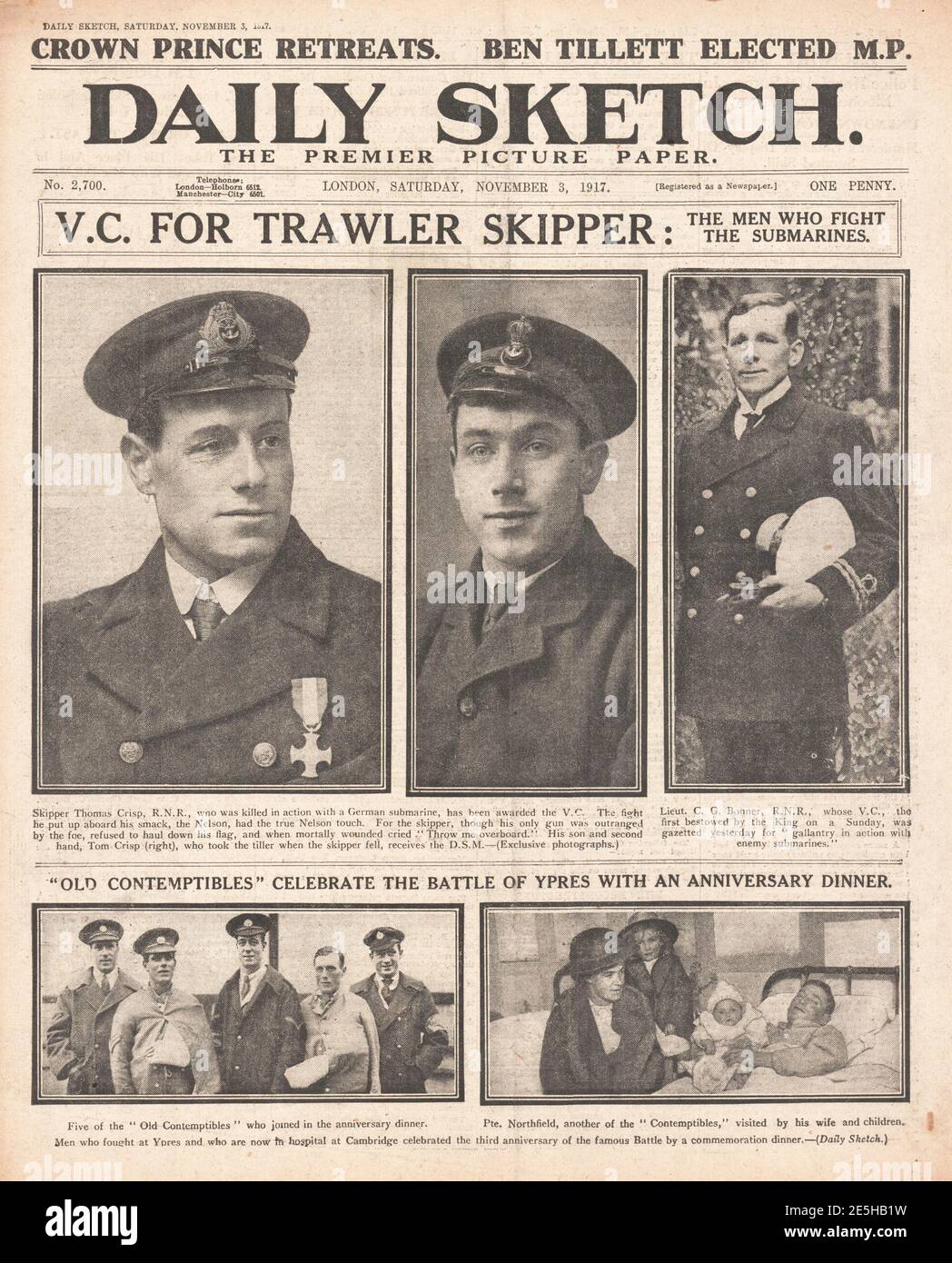 1917 Daily Sketch Thomas Crisp erhielt das Victoria Cross Stockfoto