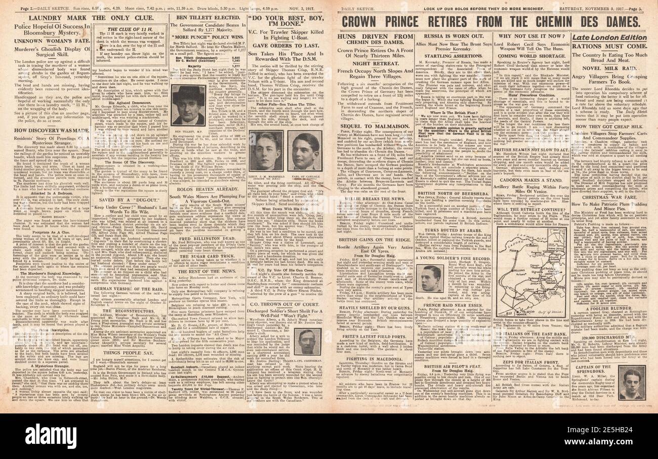 1917 Daily Sketch Thomas Crisp erhielt das Victoria Cross Stockfoto