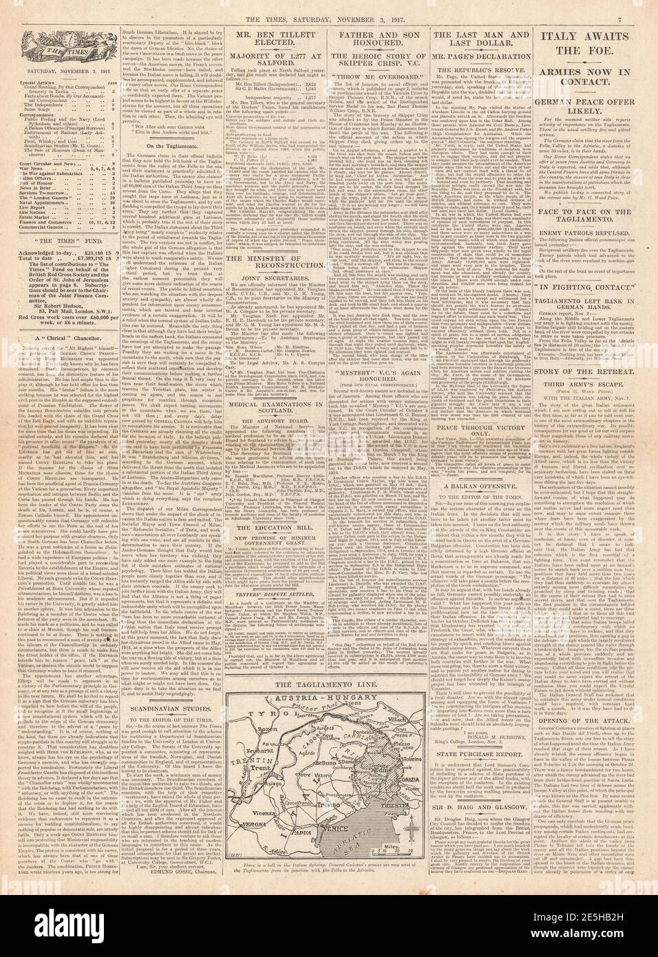 1917 The Times Thomas Crisp verlieh das Victoria Cross Stockfoto