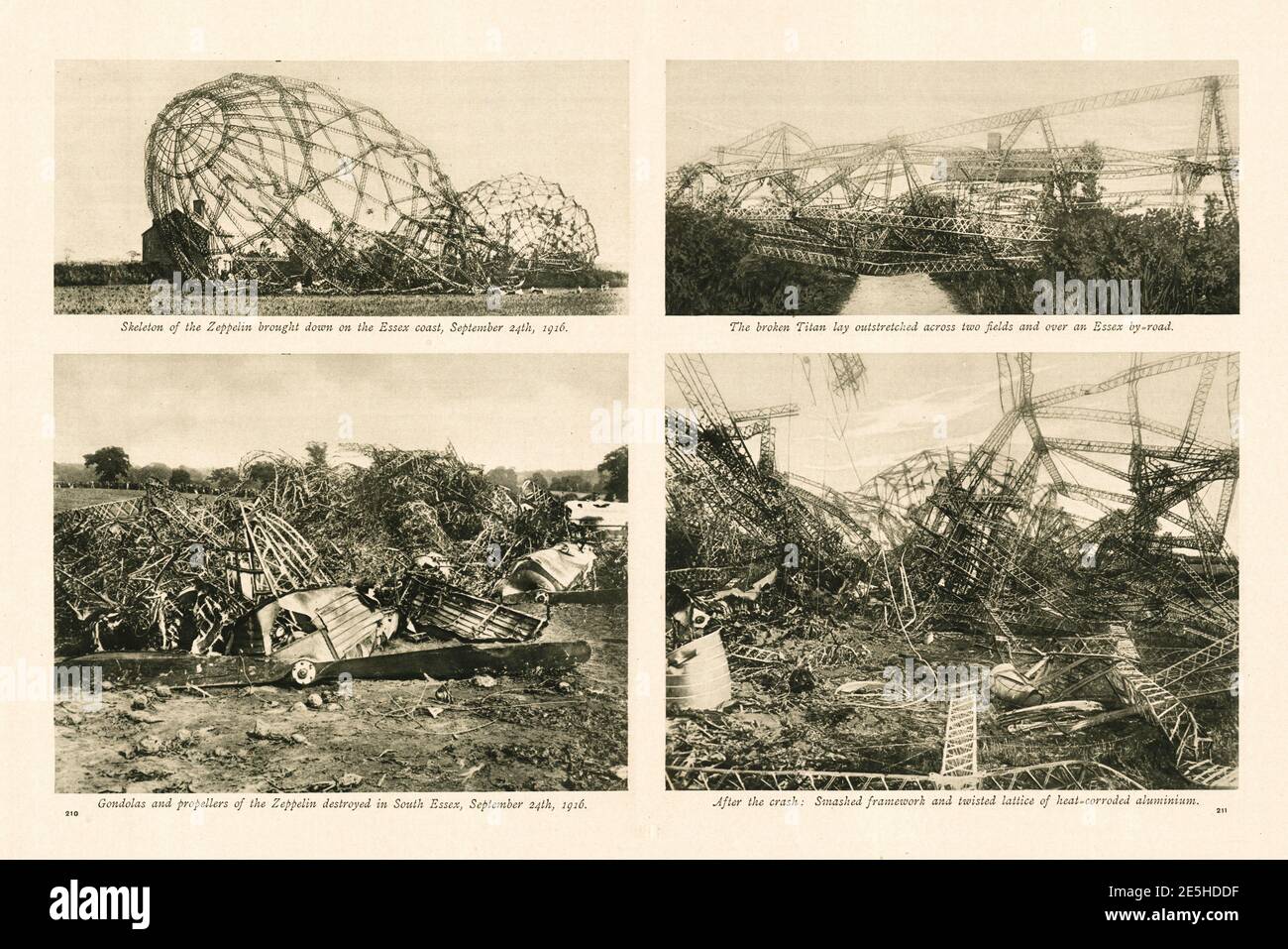 1916 der große Krieg Teil 128 Zeppeline L 32 und L 33 schoss über Essex Stockfoto